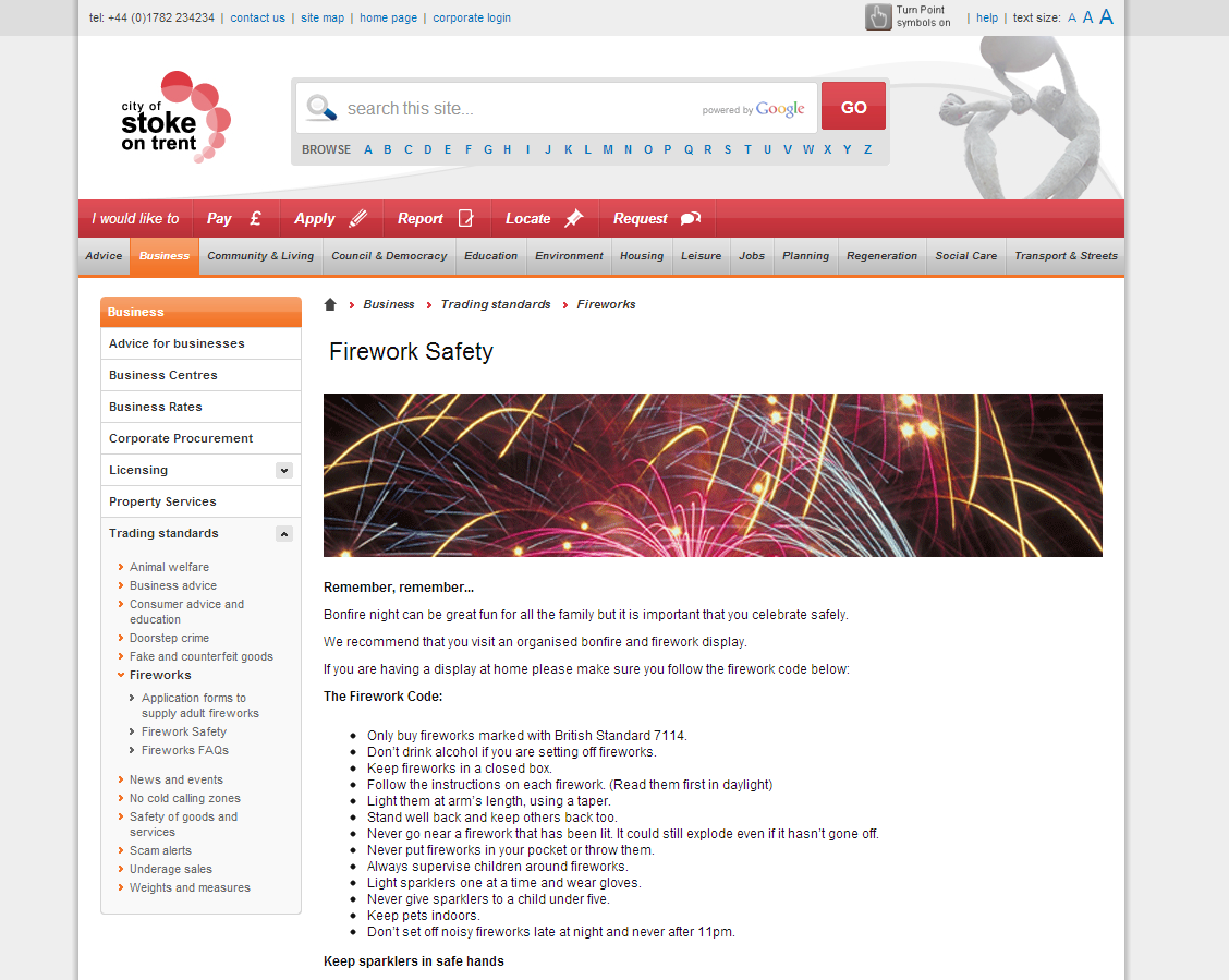 Firework Safety Tips from Stoke.gov.uk